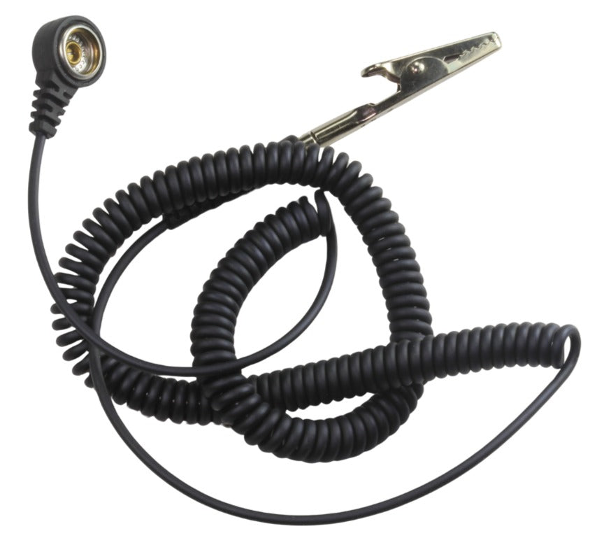 ESD Coiled Cord - 3m black (10mm socket to 4mm plug)