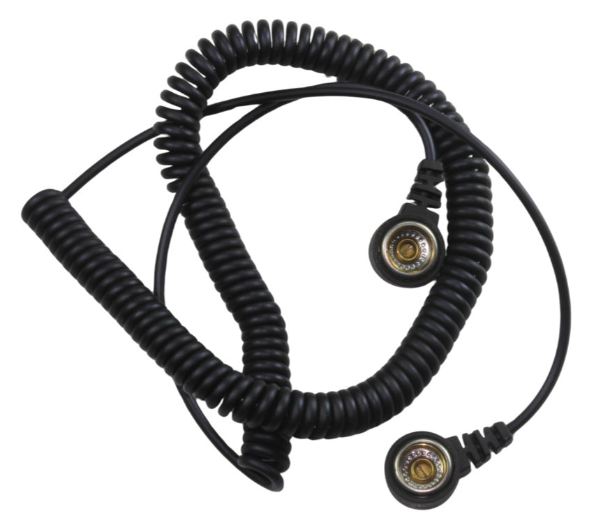 ESD Coiled Cord - 2.5m black (10mm socket to 10mm socket)
